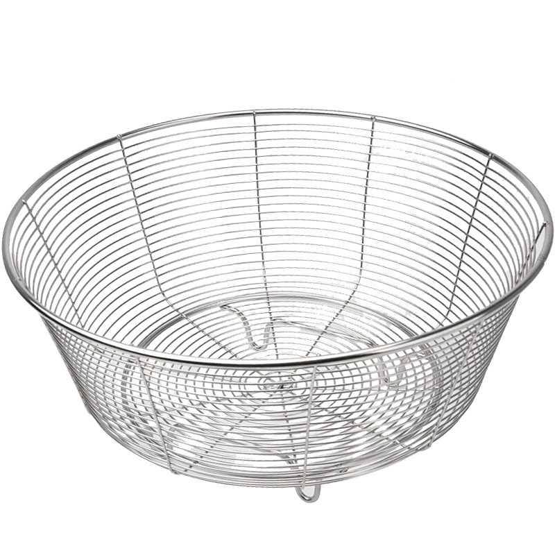 Cos rotund de scurgere din oțel inoxidabil pentru chiuveta de bucătărie – sită și depozitare de fructe, stil modern