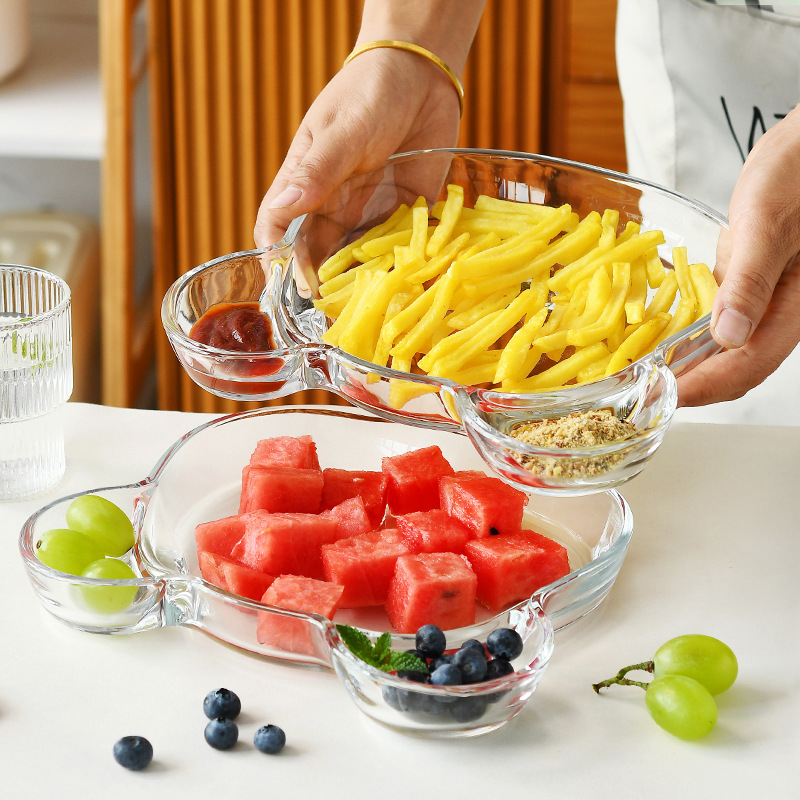 Tavă de fructe din sticlă, stil european simplu, platou de servire pentru fructe și gustări pentru sufragerie