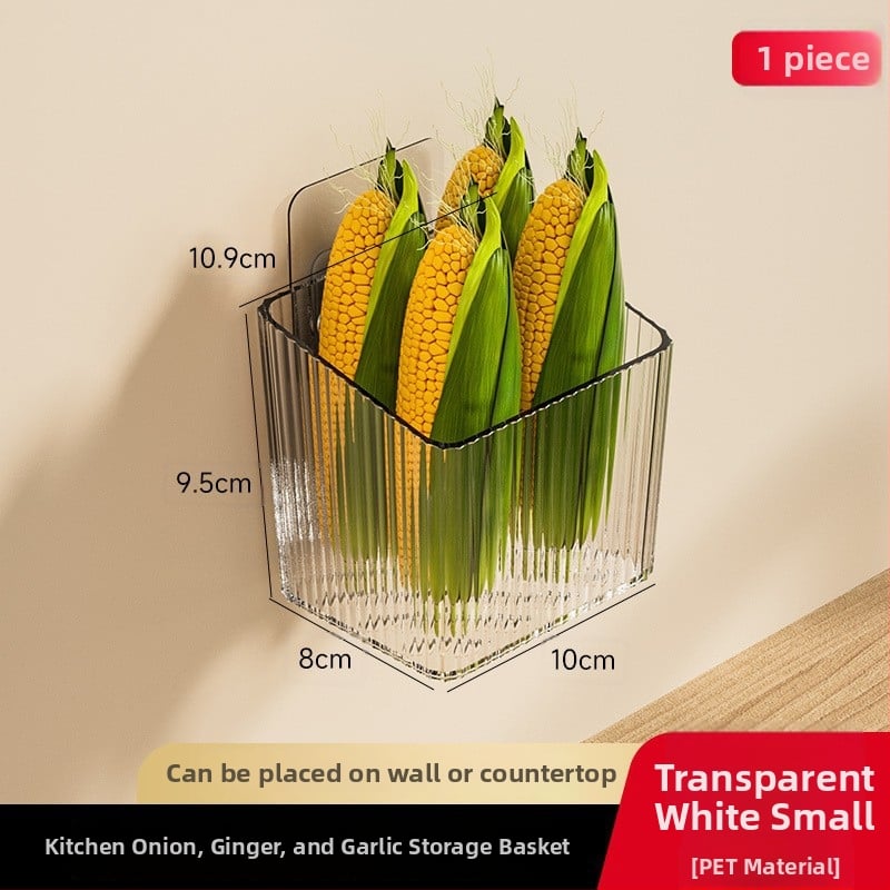 Virtuvės imbiero ir česnako laikymo krepšys, sieninis be gręžimo - plastikas, lengvas prabangos stilius, pakuotė 162+72