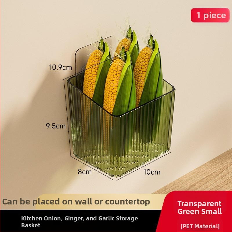 Virtuvės imbiero ir česnako laikymo krepšys, sieninis be gręžimo - plastikas, lengvas prabangos stilius, pakuotė 162+72