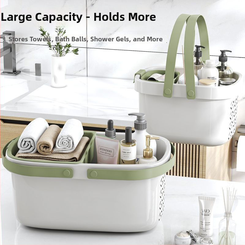 Nešiojamas vonios krepšys su sausai–drėgnai atskyrimui, plastikinis drenažo krepšys bendrabutyje