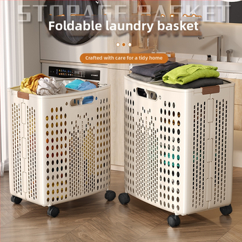Ratuotas skalbinių dėklas didelės talpos, sulankstomas, plastikinis, modernus minimalistinis stilius