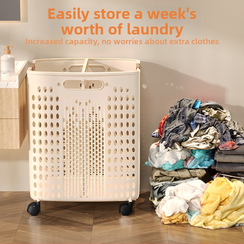 Ratuotas skalbinių dėklas didelės talpos, sulankstomas, plastikinis, modernus minimalistinis stilius