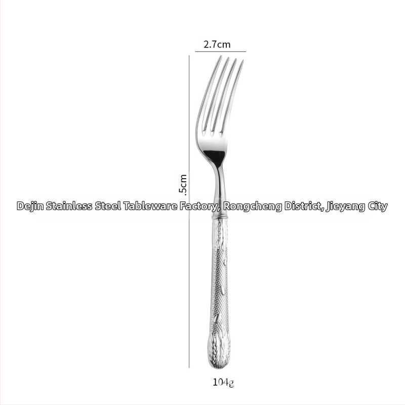 304 rozsdamentes acélból készült evőeszköz készlet – steak kés, villa, kanál és desszertkanál; tükörfényes felület, retro könnyed luxus stílus; kovácsolt búzaszem mintázat; kézzel készített