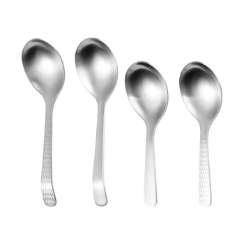 304 rozsdamentes acélból készült szervírozó kanál, modern minimalista stílus, kendő-kerék polírozású tükrös felület, egyszínű befejezés.