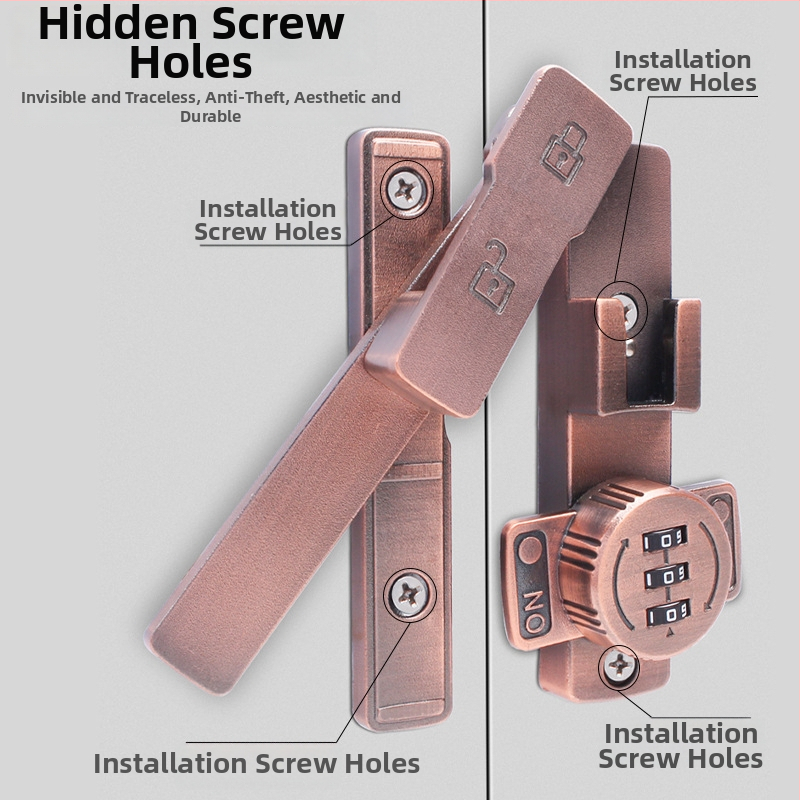 Zámok na skriňu s heslom pre dvere skrinky a zásuvky — zinková zliatina / za studena valcovaný oceľ; typ stroja; moderný minimalistický štýl