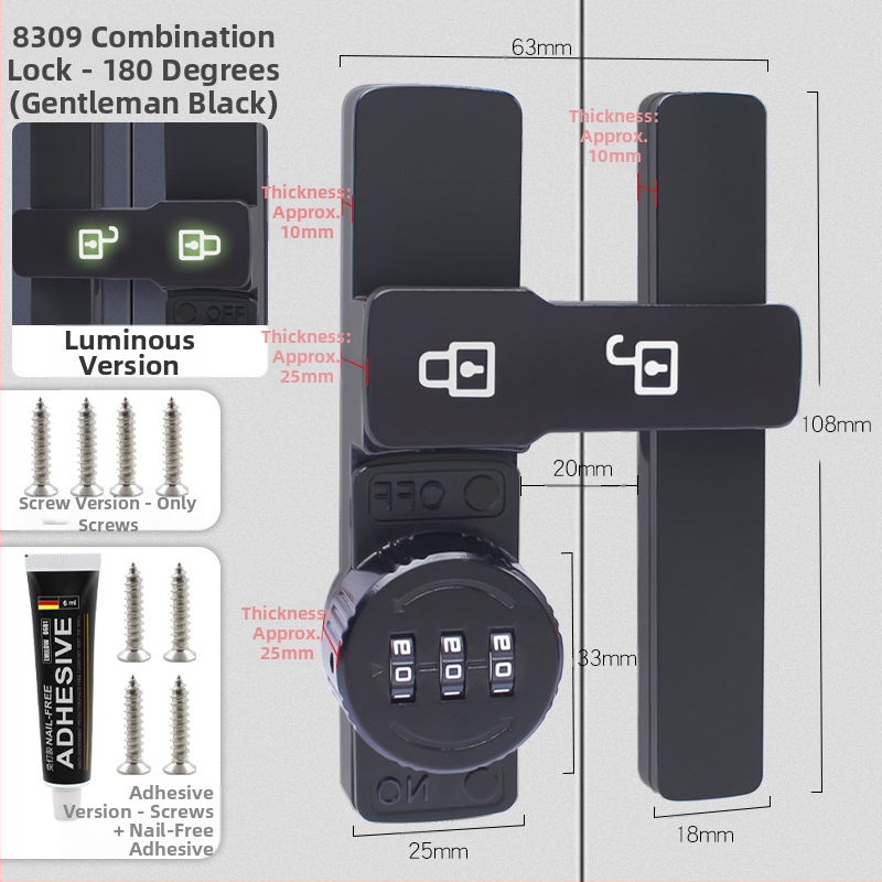 Zámok na skriňu s heslom pre dvere skrinky a zásuvky — zinková zliatina / za studena valcovaný oceľ; typ stroja; moderný minimalistický štýl