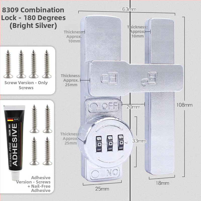 Zámok na skriňu s heslom pre dvere skrinky a zásuvky — zinková zliatina / za studena valcovaný oceľ; typ stroja; moderný minimalistický štýl