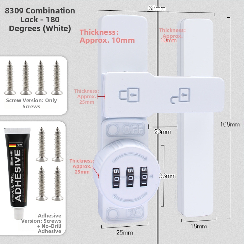 Zámok na skriňu s heslom pre dvere skrinky a zásuvky — zinková zliatina / za studena valcovaný oceľ; typ stroja; moderný minimalistický štýl