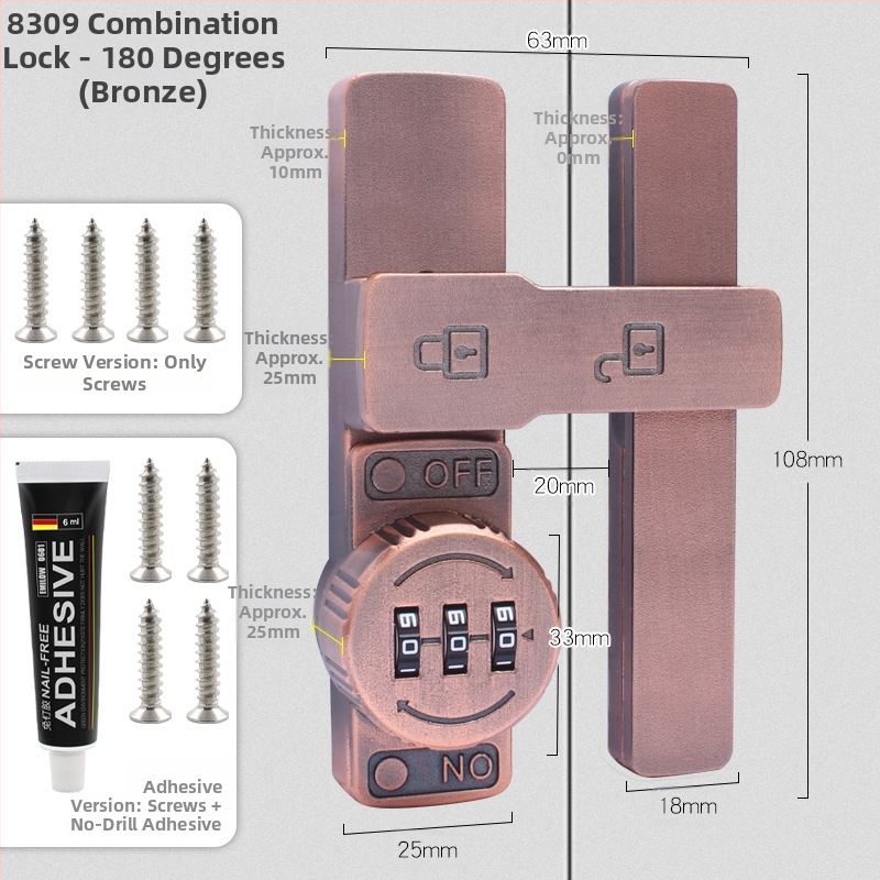 Zámok na skriňu s heslom pre dvere skrinky a zásuvky — zinková zliatina / za studena valcovaný oceľ; typ stroja; moderný minimalistický štýl