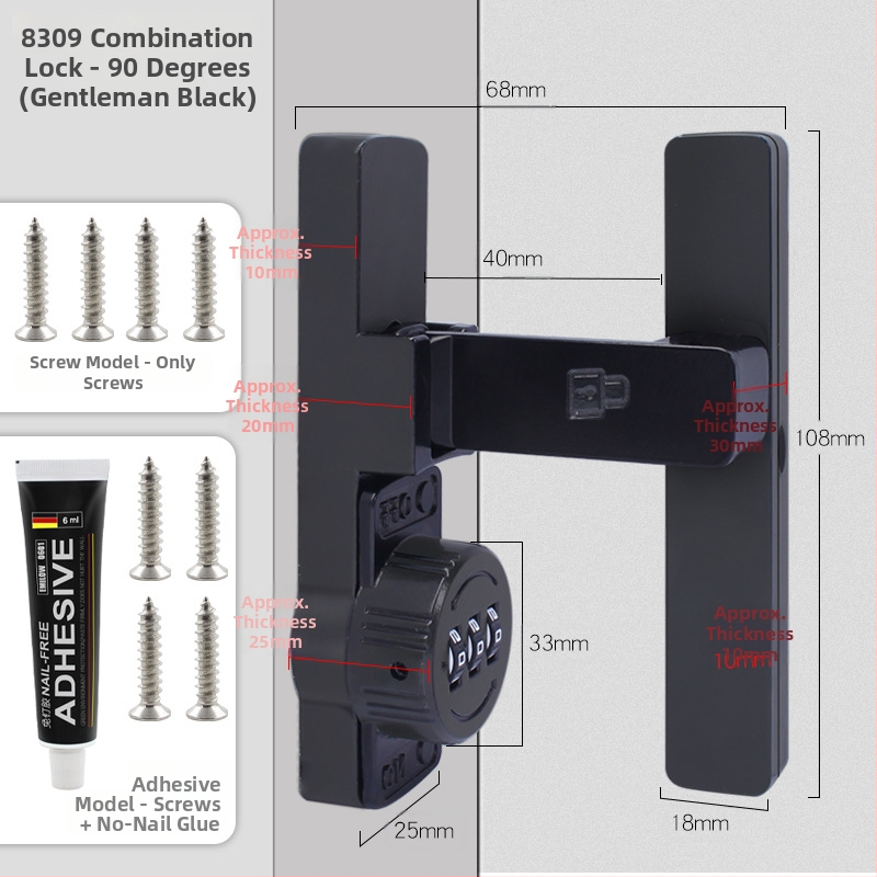 Zámok na skriňu s heslom pre dvere skrinky a zásuvky — zinková zliatina / za studena valcovaný oceľ; typ stroja; moderný minimalistický štýl