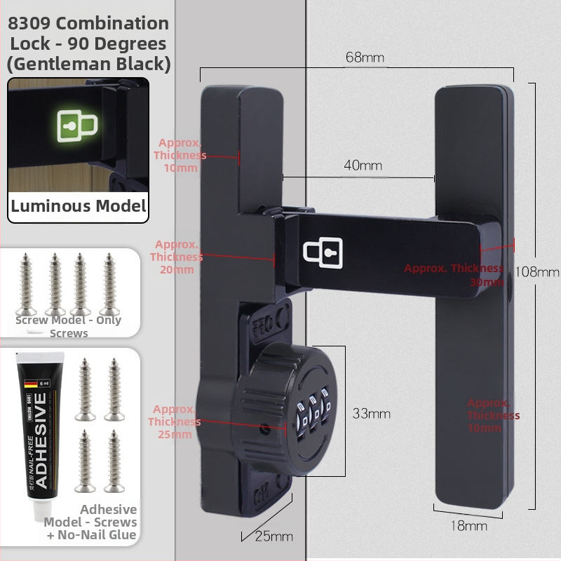 Zámok na skriňu s heslom pre dvere skrinky a zásuvky — zinková zliatina / za studena valcovaný oceľ; typ stroja; moderný minimalistický štýl