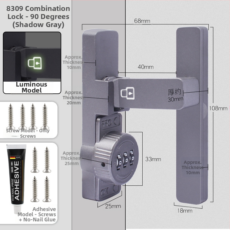 Zámok na skriňu s heslom pre dvere skrinky a zásuvky — zinková zliatina / za studena valcovaný oceľ; typ stroja; moderný minimalistický štýl
