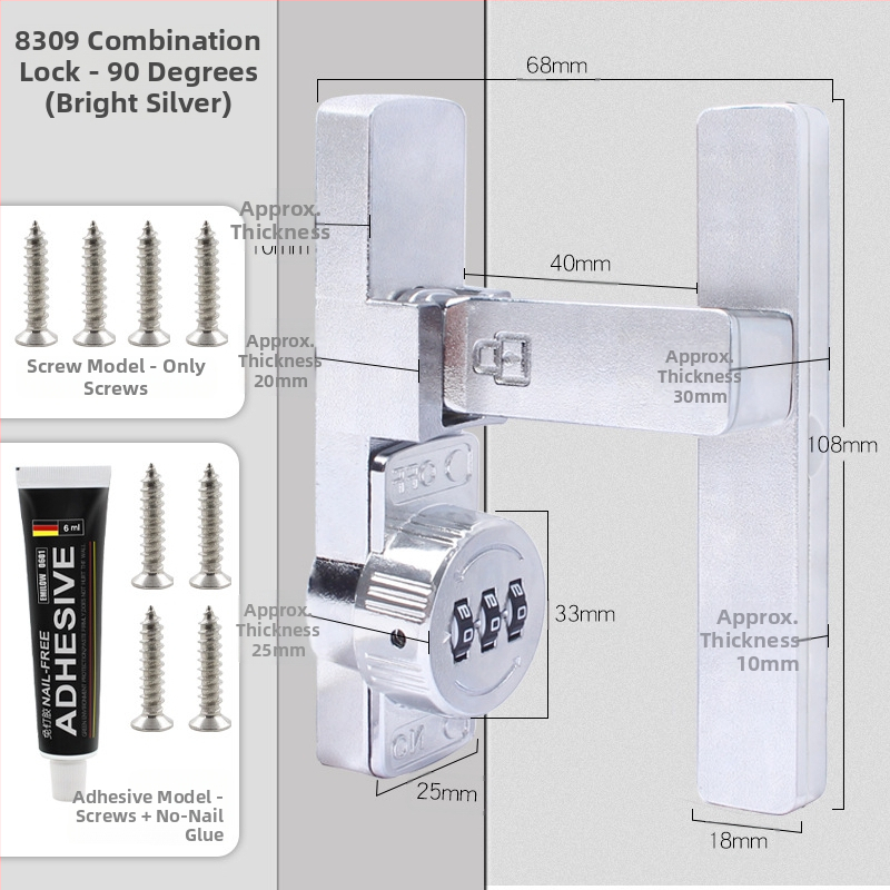 Zámok na skriňu s heslom pre dvere skrinky a zásuvky — zinková zliatina / za studena valcovaný oceľ; typ stroja; moderný minimalistický štýl