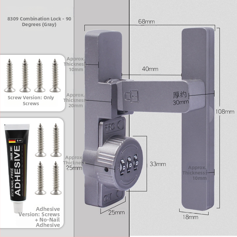 Zámok na skriňu s heslom pre dvere skrinky a zásuvky — zinková zliatina / za studena valcovaný oceľ; typ stroja; moderný minimalistický štýl