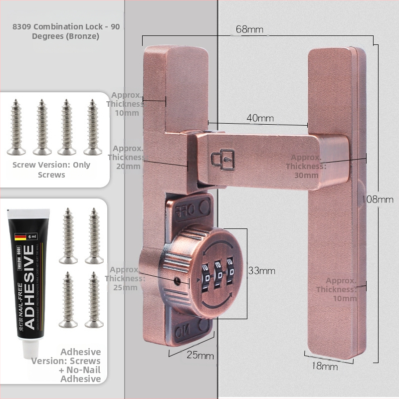 Zámok na skriňu s heslom pre dvere skrinky a zásuvky — zinková zliatina / za studena valcovaný oceľ; typ stroja; moderný minimalistický štýl