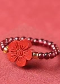Prsten od prirodnog granata, ljubičasto-zlatne cinnabar perle, zaštitni amulet Pixiu, dizajn ruže, ručna izrada, jedinstven stil.