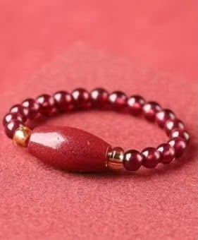 Prsten od prirodnog granata, ljubičasto-zlatne cinnabar perle, zaštitni amulet Pixiu, dizajn ruže, ručna izrada, jedinstven stil.