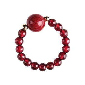 Prsten od prirodnog granata, ljubičasto-zlatne cinnabar perle, zaštitni amulet Pixiu, dizajn ruže, ručna izrada, jedinstven stil.