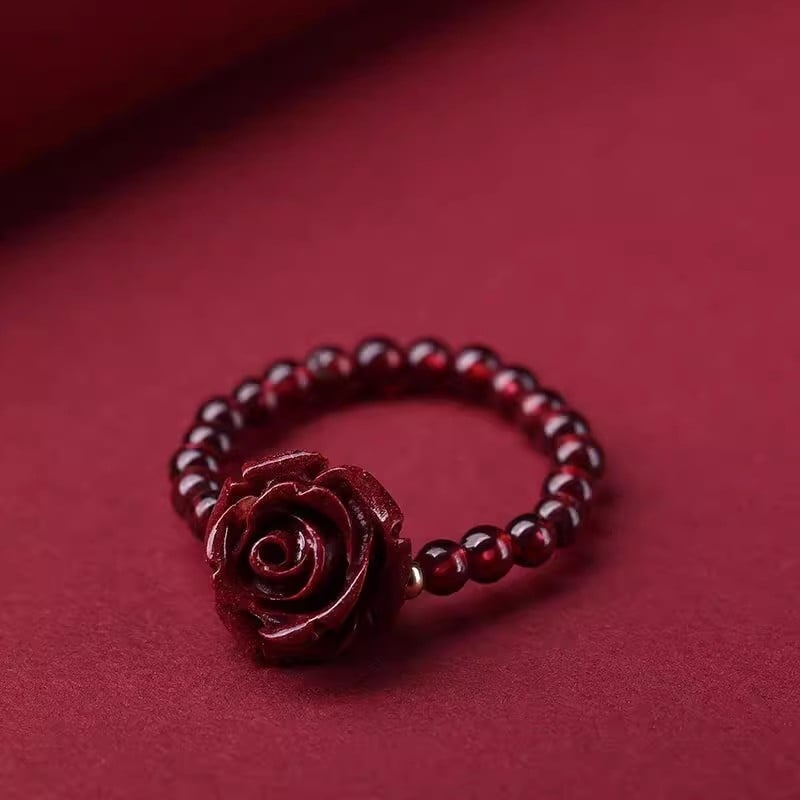 Prsten od prirodnog granata, ljubičasto-zlatne cinnabar perle, zaštitni amulet Pixiu, dizajn ruže, ručna izrada, jedinstven stil.