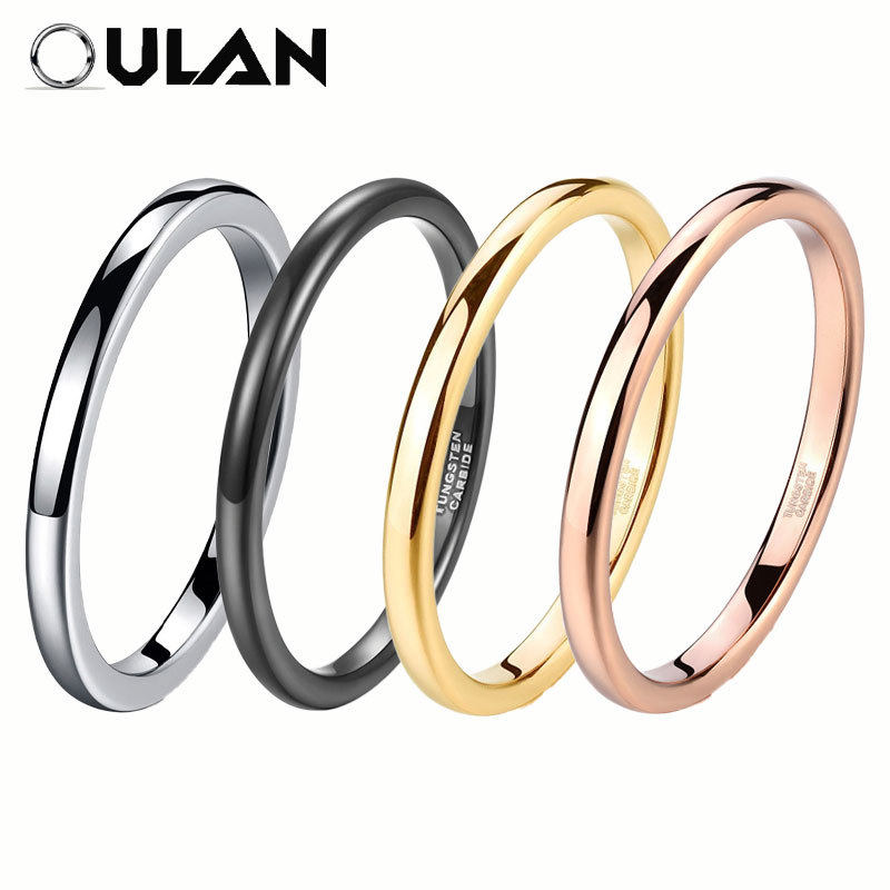 Oulan klasični minimalistički prsten od volframovog čelika, ne blijedi, visoke kvalitete, jednostavan dizajn, širine 2/4/6/8 mm, unisex