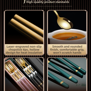 Φορητό σετ κουτάλι και πιρούνι από ανοξείδωτο ατσάλι 316L, για ένα άτομο, με εξωτερική θήκη