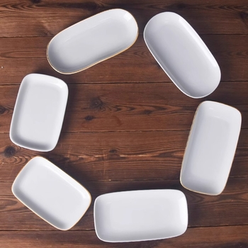 Хотелска керамична тава за кърпи и сапун, овална форма, модерен минималистичен стил, печат на лого, персонализируема