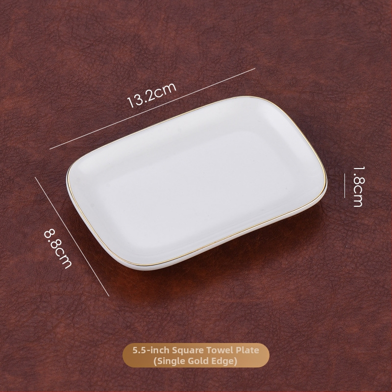 Хотелска керамична тава за кърпи и сапун, овална форма, модерен минималистичен стил, печат на лого, персонализируема