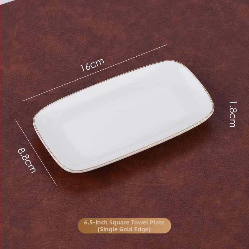 Хотелска керамична тава за кърпи и сапун, овална форма, модерен минималистичен стил, печат на лого, персонализируема