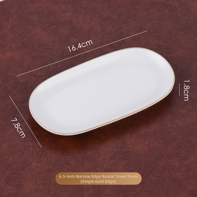 Хотелска керамична тава за кърпи и сапун, овална форма, модерен минималистичен стил, печат на лого, персонализируема