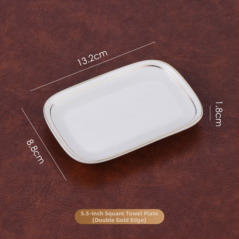 Хотелска керамична тава за кърпи и сапун, овална форма, модерен минималистичен стил, печат на лого, персонализируема