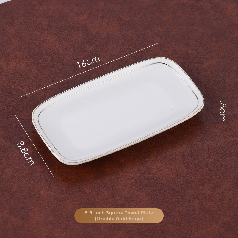 Хотелска керамична тава за кърпи и сапун, овална форма, модерен минималистичен стил, печат на лого, персонализируема