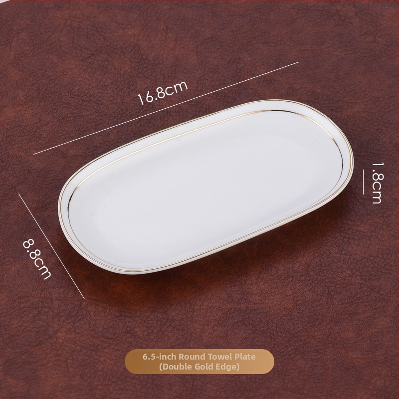 Хотелска керамична тава за кърпи и сапун, овална форма, модерен минималистичен стил, печат на лого, персонализируема