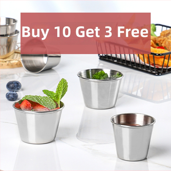 Стоманен съд за сосове - кръгла купичка за дип, Нордически стил, 201 неръждаема стомана, съвместим с микровълнова, печат на лого възможен