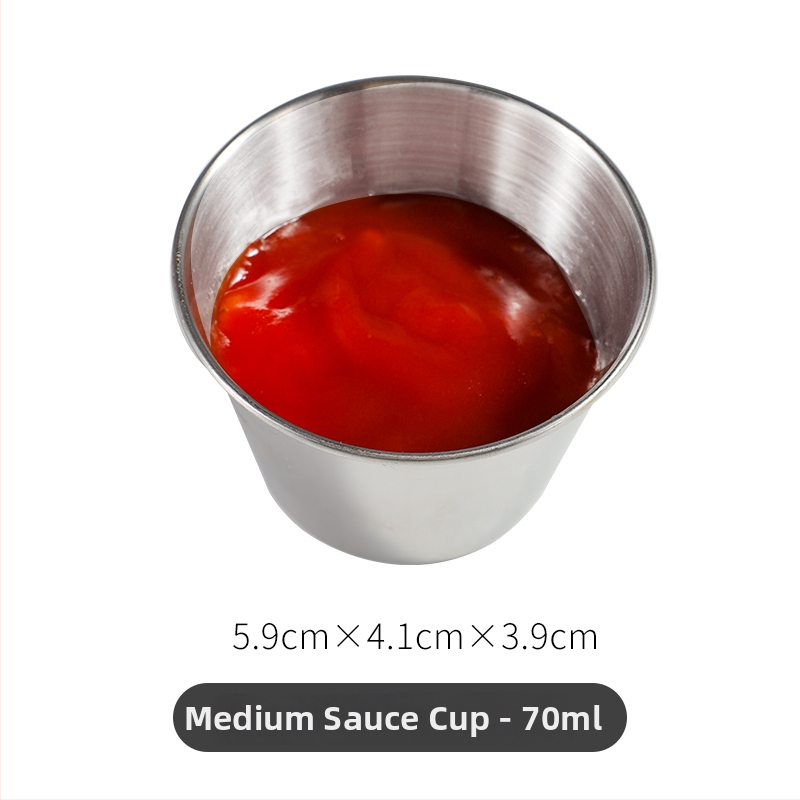 Стоманен съд за сосове - кръгла купичка за дип, Нордически стил, 201 неръждаема стомана, съвместим с микровълнова, печат на лого възможен