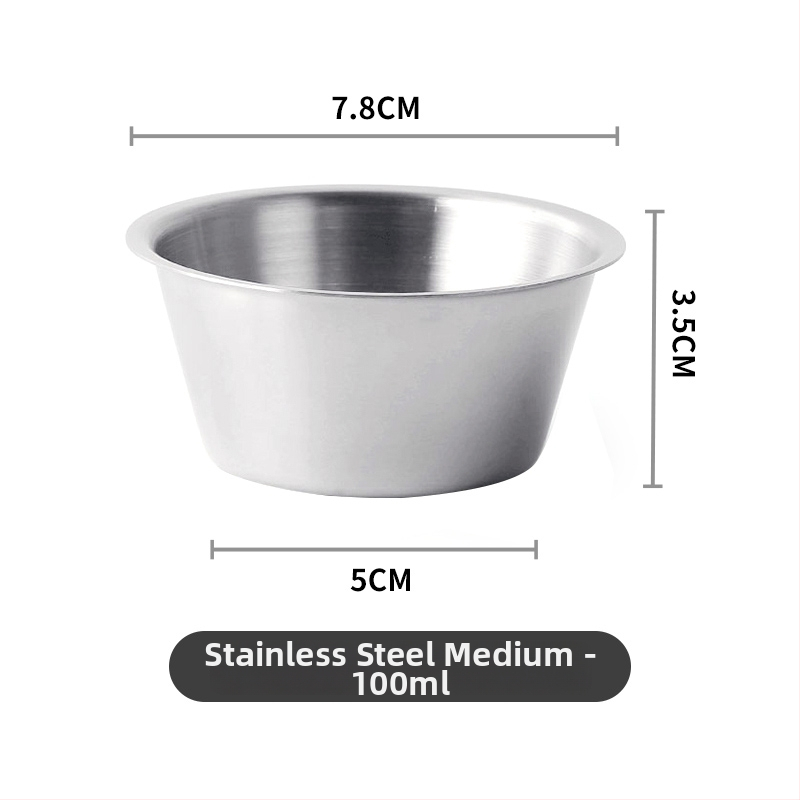 Стоманен съд за сосове - кръгла купичка за дип, Нордически стил, 201 неръждаема стомана, съвместим с микровълнова, печат на лого възможен
