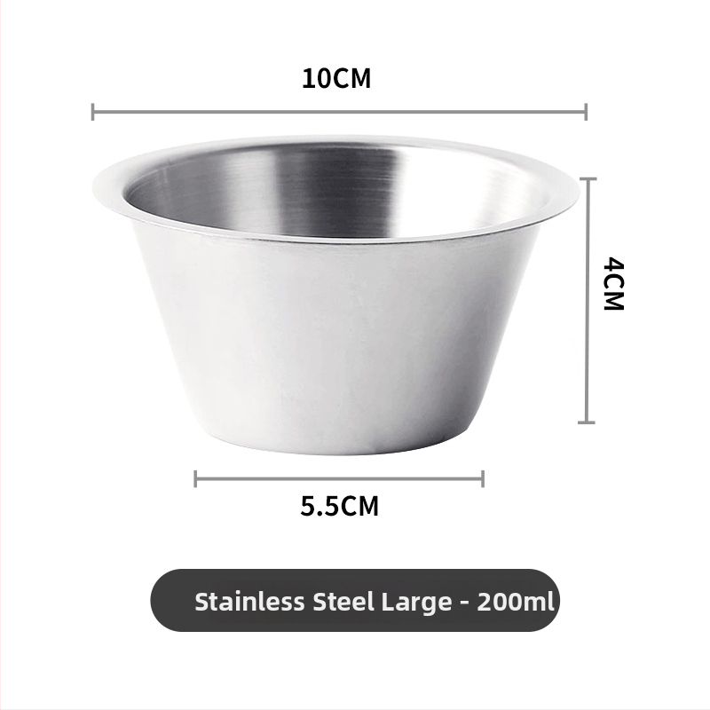 Стоманен съд за сосове - кръгла купичка за дип, Нордически стил, 201 неръждаема стомана, съвместим с микровълнова, печат на лого възможен