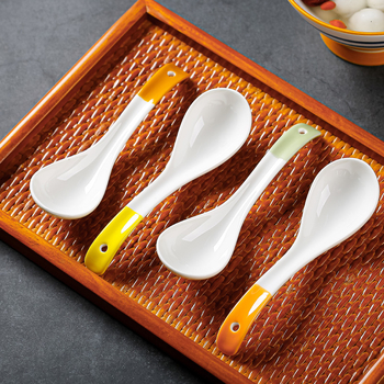 Κουτάλι σούπας μικρού μεγέθους σε ιαπωνικό στυλ (κεραμικά, καμπύλη λαβή, αντι-κάψιμο, φλοράλ μοτίβο, Πρώτης Κατηγορίας Ποιότητα)