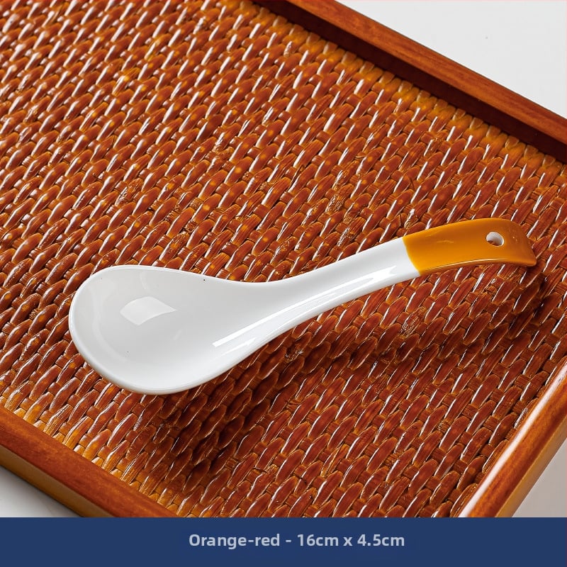 Κουτάλι σούπας μικρού μεγέθους σε ιαπωνικό στυλ (κεραμικά, καμπύλη λαβή, αντι-κάψιμο, φλοράλ μοτίβο, Πρώτης Κατηγορίας Ποιότητα)