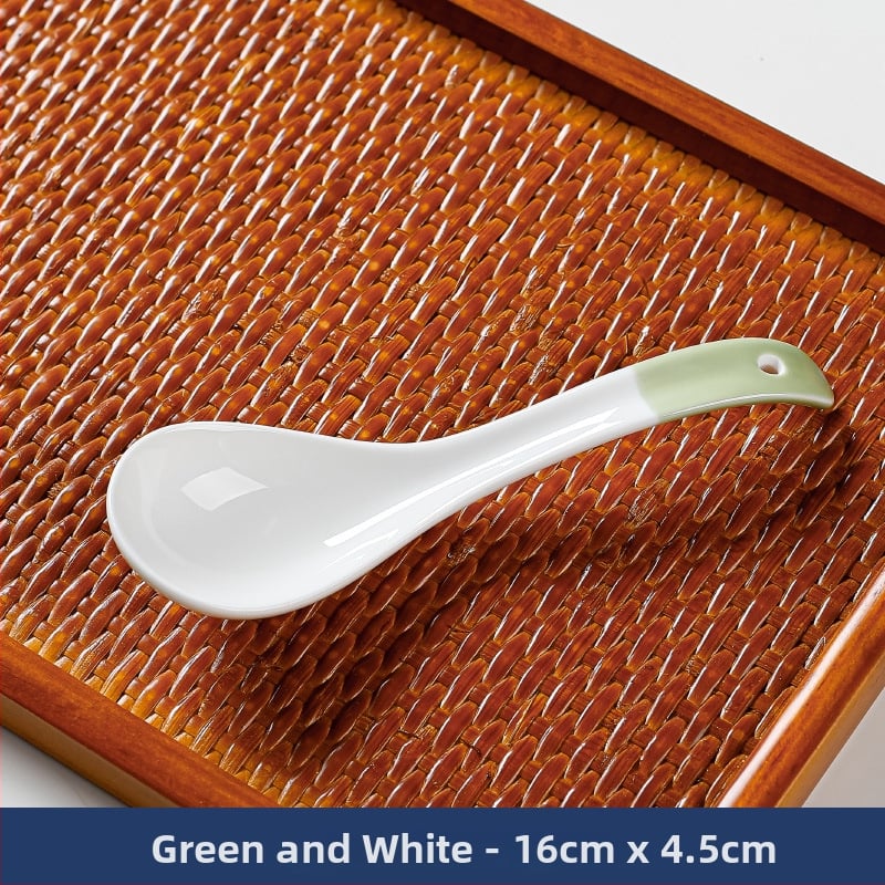 Κουτάλι σούπας μικρού μεγέθους σε ιαπωνικό στυλ (κεραμικά, καμπύλη λαβή, αντι-κάψιμο, φλοράλ μοτίβο, Πρώτης Κατηγορίας Ποιότητα)