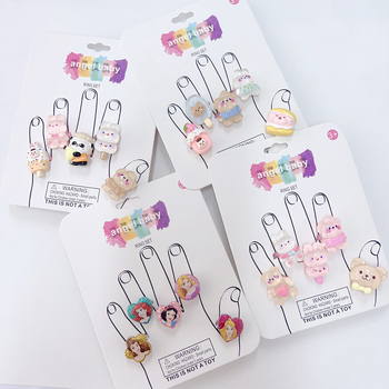 Детски пръстен от смола - сладък карикатурен дизайн, форма животно/зодия, материал: пластмаса/смола, стил: природа/детски, лансиран пролет 2025