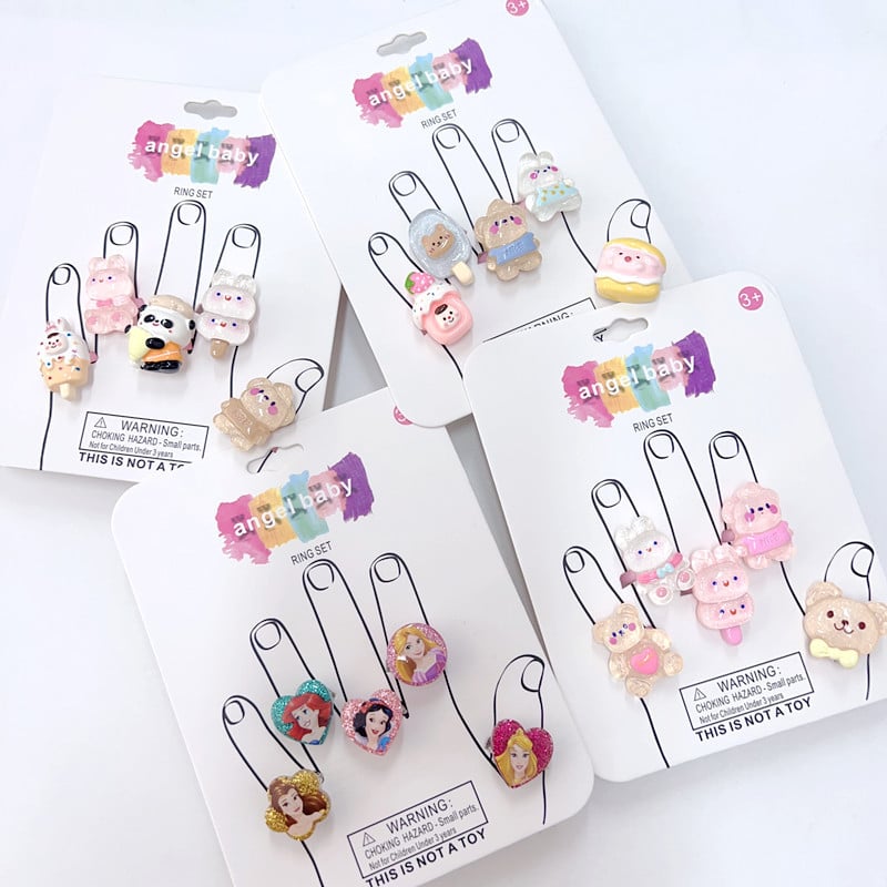 Детски пръстен от смола - сладък карикатурен дизайн, форма животно/зодия, материал: пластмаса/смола, стил: природа/детски, лансиран пролет 2025