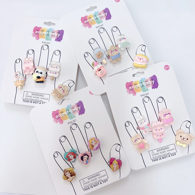 Детски пръстен от смола - сладък карикатурен дизайн, форма животно/зодия, материал: пластмаса/смола, стил: природа/детски, лансиран пролет 2025