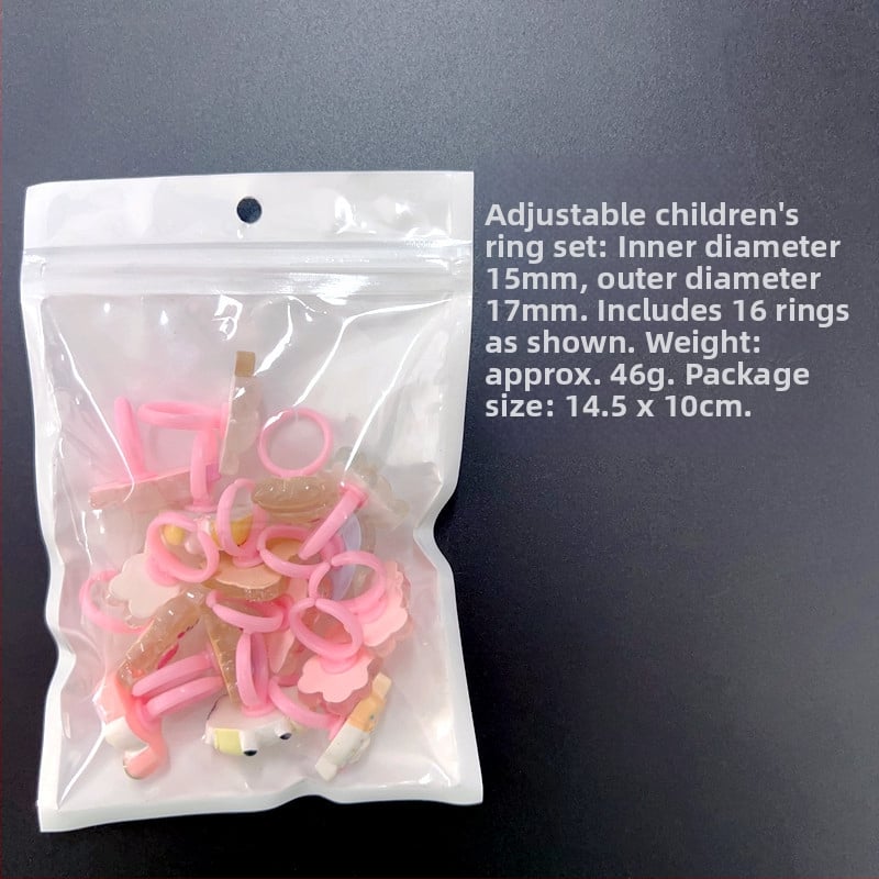 Детски пръстен от смола - сладък карикатурен дизайн, форма животно/зодия, материал: пластмаса/смола, стил: природа/детски, лансиран пролет 2025