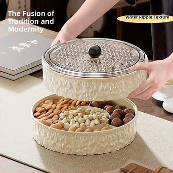 Чиния за плодове за всекидневна и чайна стая, пластмасова, марка Lingzhi, стил светъл лукс ретро, пускане през лятото на 2025