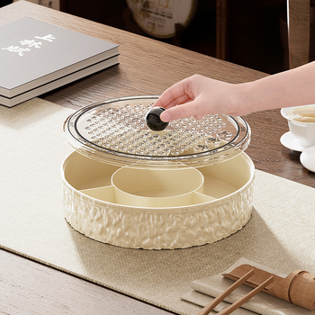 Чиния за плодове за всекидневна и чайна стая, пластмасова, марка Lingzhi, стил светъл лукс ретро, пускане през лятото на 2025