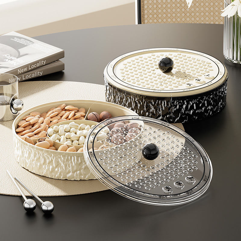 Чиния за плодове за всекидневна и чайна стая, пластмасова, марка Lingzhi, стил светъл лукс ретро, пускане през лятото на 2025