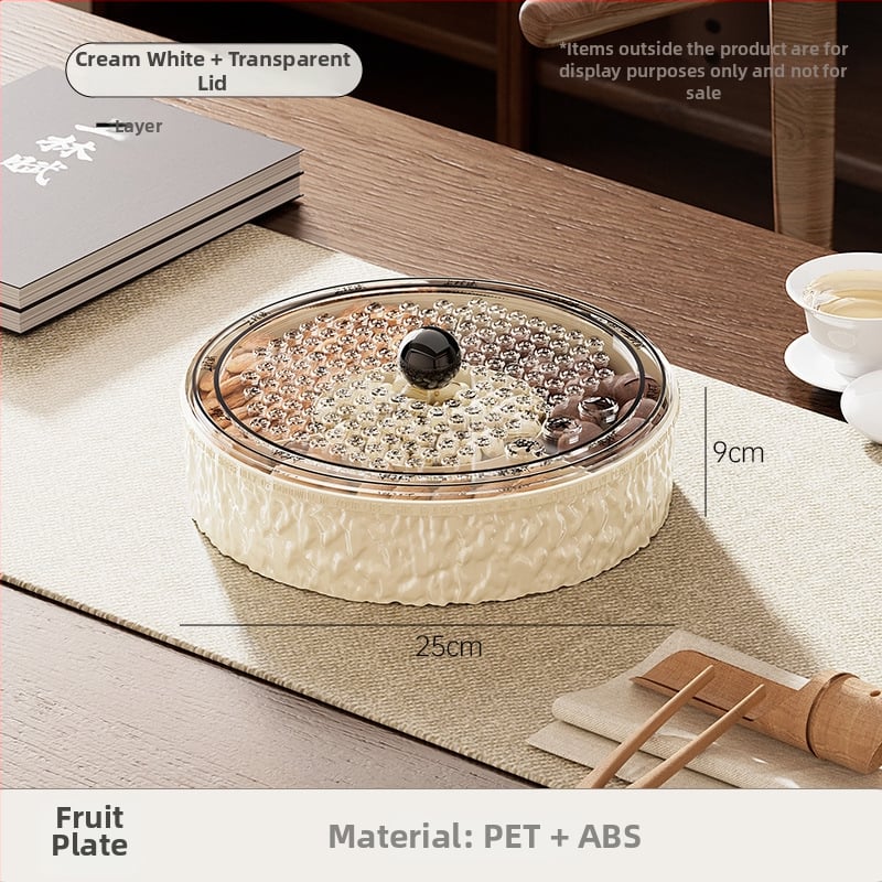 Чиния за плодове за всекидневна и чайна стая, пластмасова, марка Lingzhi, стил светъл лукс ретро, пускане през лятото на 2025