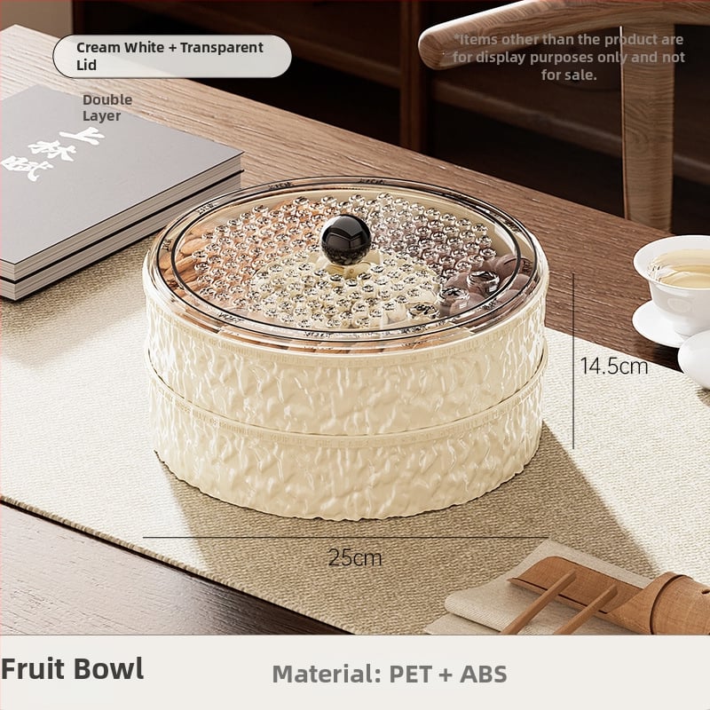 Чиния за плодове за всекидневна и чайна стая, пластмасова, марка Lingzhi, стил светъл лукс ретро, пускане през лятото на 2025