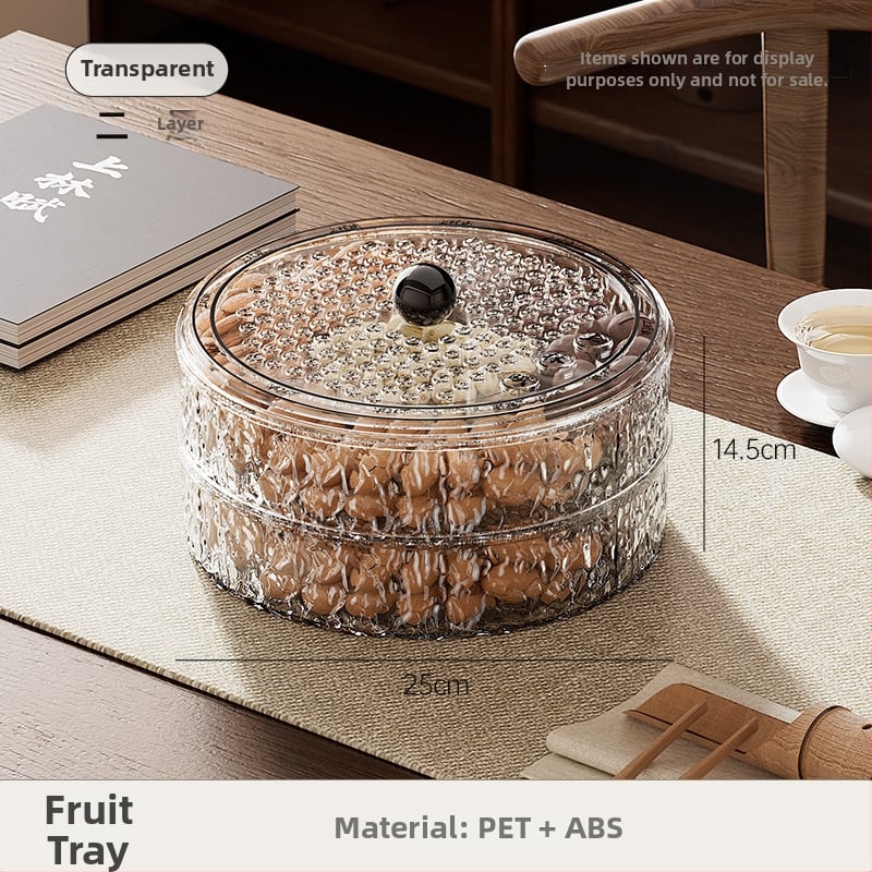 Чиния за плодове за всекидневна и чайна стая, пластмасова, марка Lingzhi, стил светъл лукс ретро, пускане през лятото на 2025